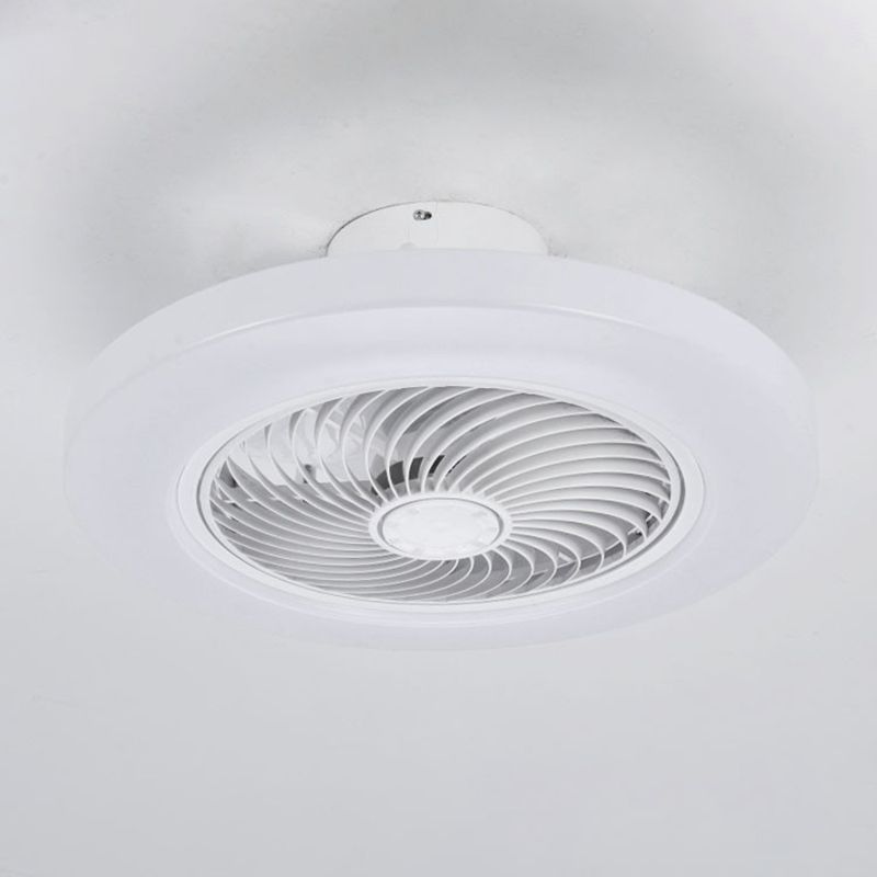Modern Style Round Fan Light Fixture Acrylic Bedroom LED Semi Flush Ceiling Light