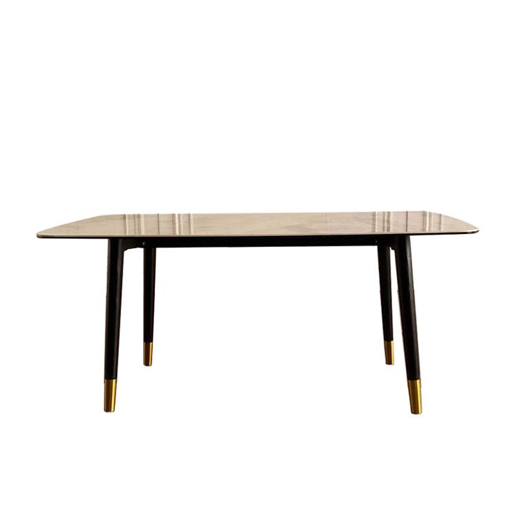 Rectangle Luxury Dining Table Grey Sintered Stone Top Table with 4 Legs