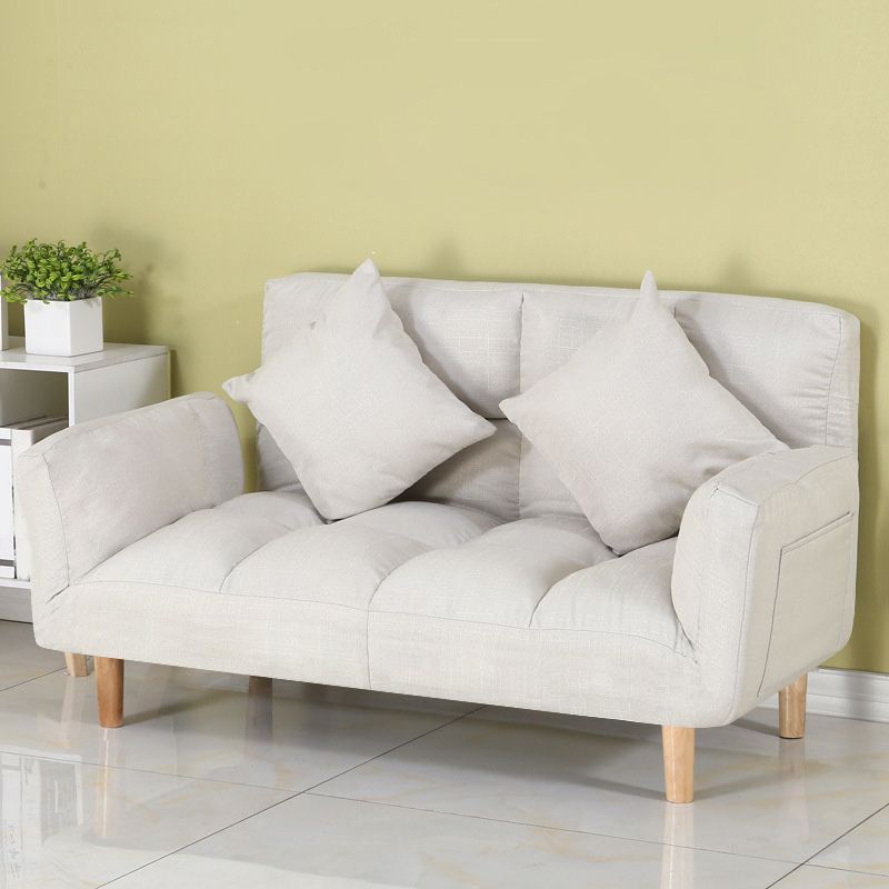 Square Arm Sofa Reclining 48.43" Biscuit Back Linen Loveseat