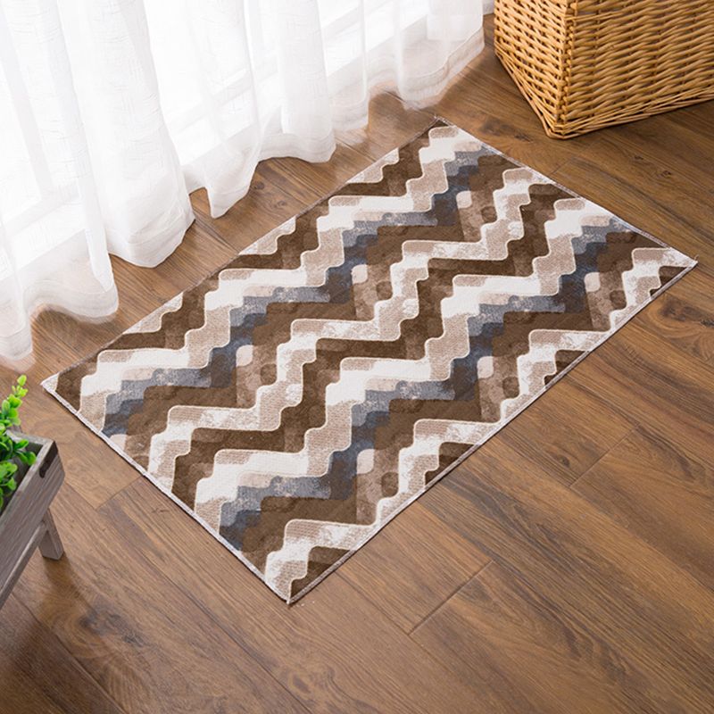 Boho-Chic Area Rug Polyster Rectangle Rug Wavy Pattern Adults Indoor Rug Wavy Pattern