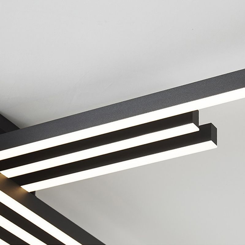 Plafonnier LED noir en acrylique, plafonnier linéaire en aluminium de Style moderne pour espaces intérieurs