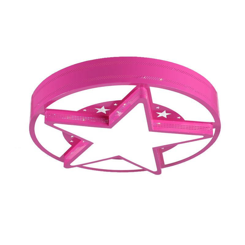 Contemporary Circle Flush Mount Light with Star Metal & Acrylic Ceiling Lamp for Bathroom