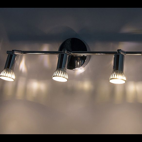 3-Lights Adjustable LED Mirror Light Simplicity Style Stainless Steel Cylindrical Vanity Light in Chrome