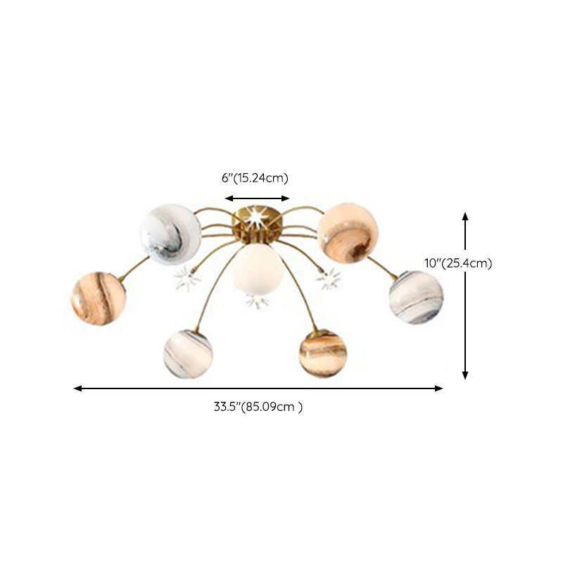 13 Light Flush Mount Ceiling Light Modern Fixture Flush Mount Lamp in Gold