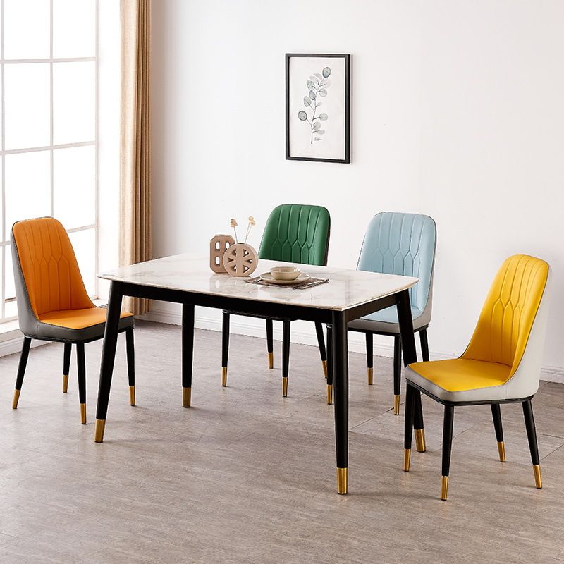 Nordic Style Metal Dining Accent Chair Dining Room Armless Dining Chairs