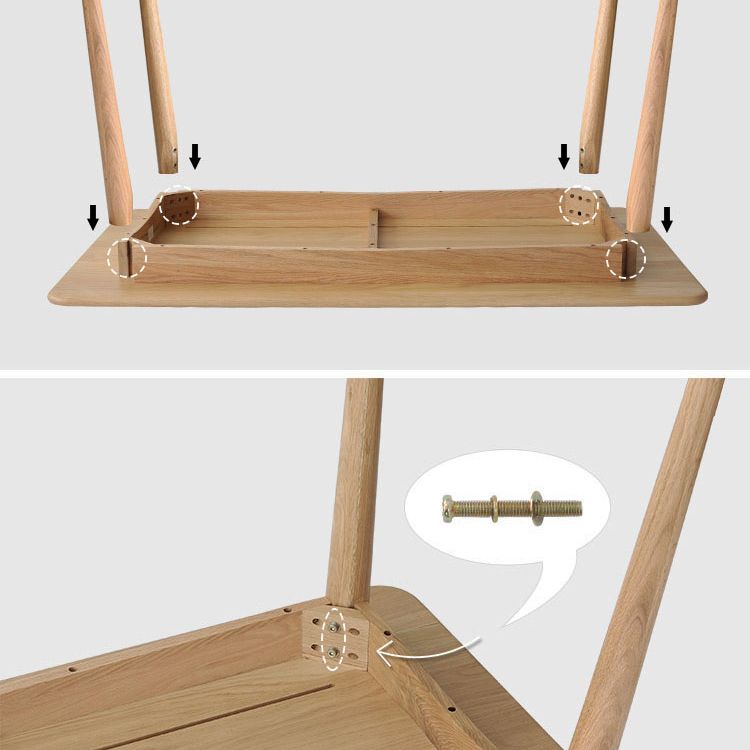 Eenvoudige bruine standaard eettafel vaste houten rechthoek eettafel met 4 potenbasis