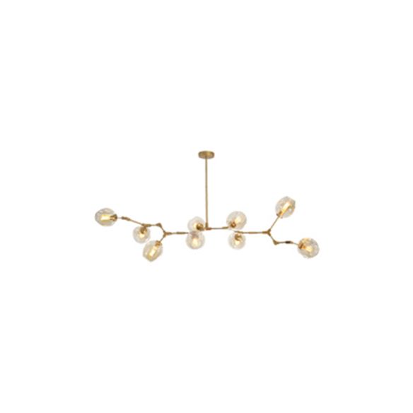 Iluminación de araña de burbujas de vidrio contemporáneo 3/5 cabezas lámpara colgante ajustable en acabado negro/dorado