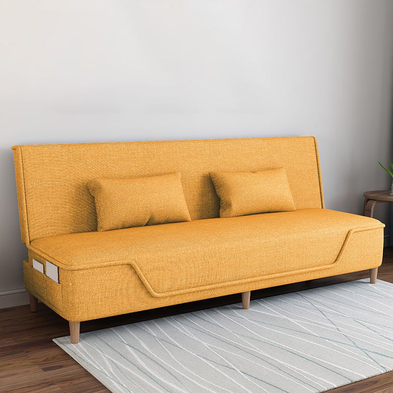 Linen Blend Contemporary Armless Sofa with Storage Bag Convertible Sofa for Living Room