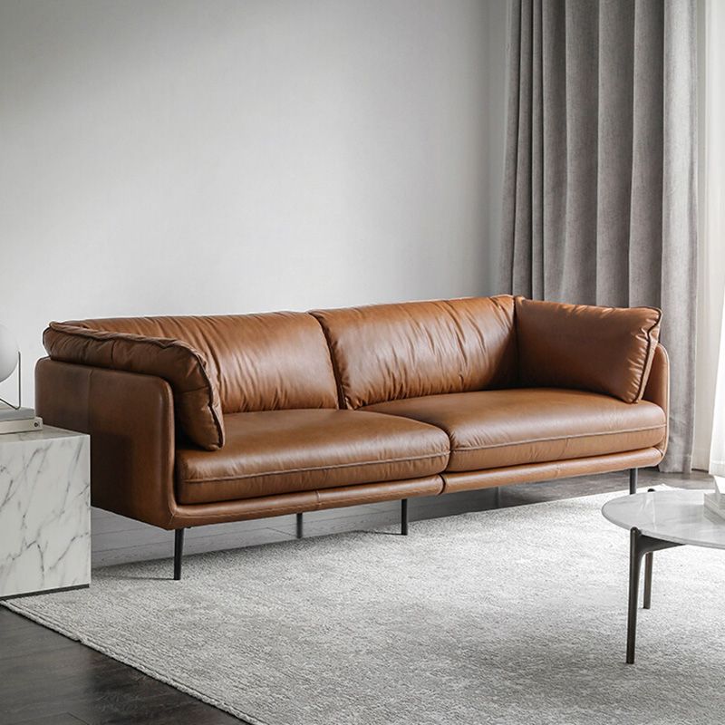 Faux Leather Sofa 31.49" High Tuxedo Arm Sofa with Loose Back