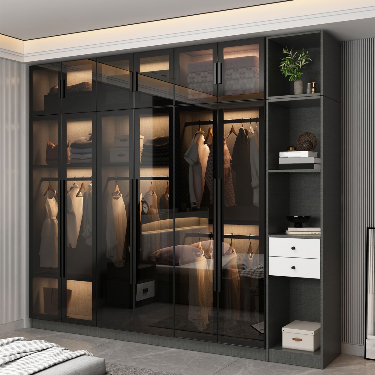 Modern Style Storage Cabinet for Home Mirrored Finish Cabinet with Glass Door