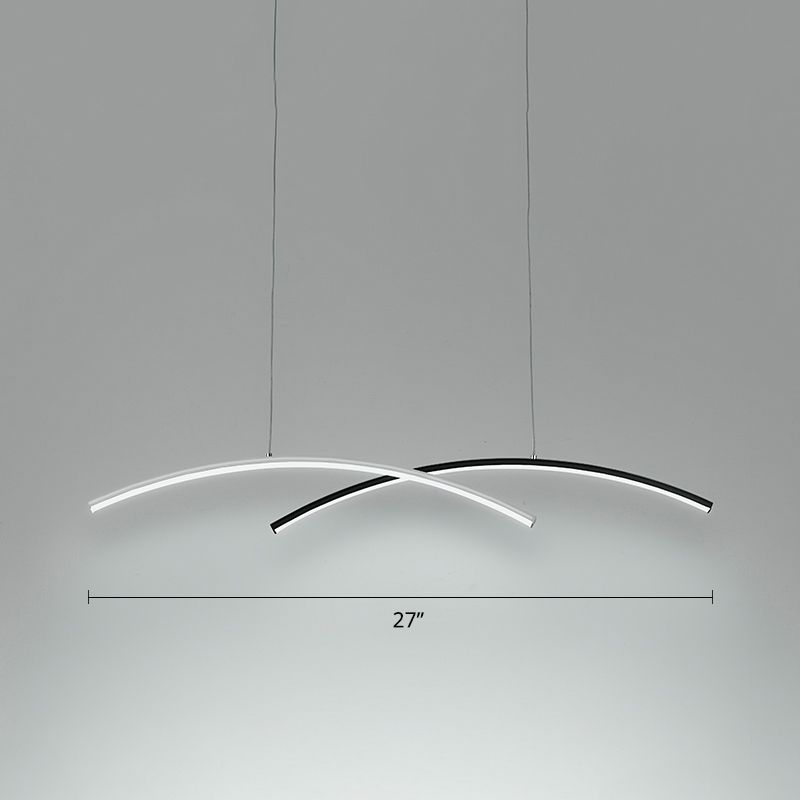 Black and White Arc Ceiling Lighting Simplicity LED Metal Hanging Island Light for Living Room