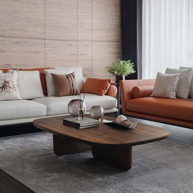 17"H Contemporary Coffee Table Black Solid Wood Coffee Cocktail Table