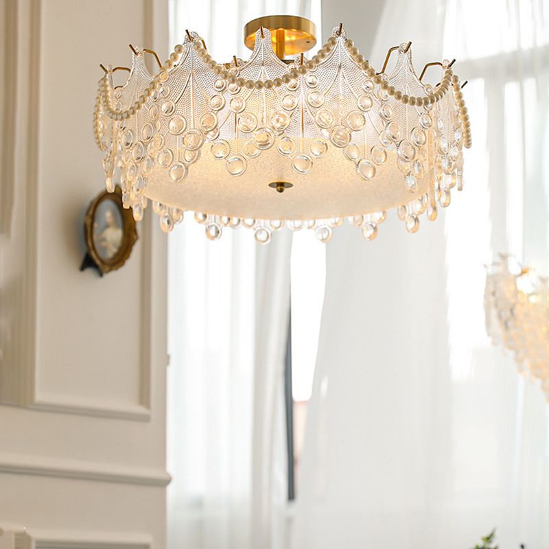 Semi Flush Mount Light Modern Glass Semi Mount Lighting for Bedroom