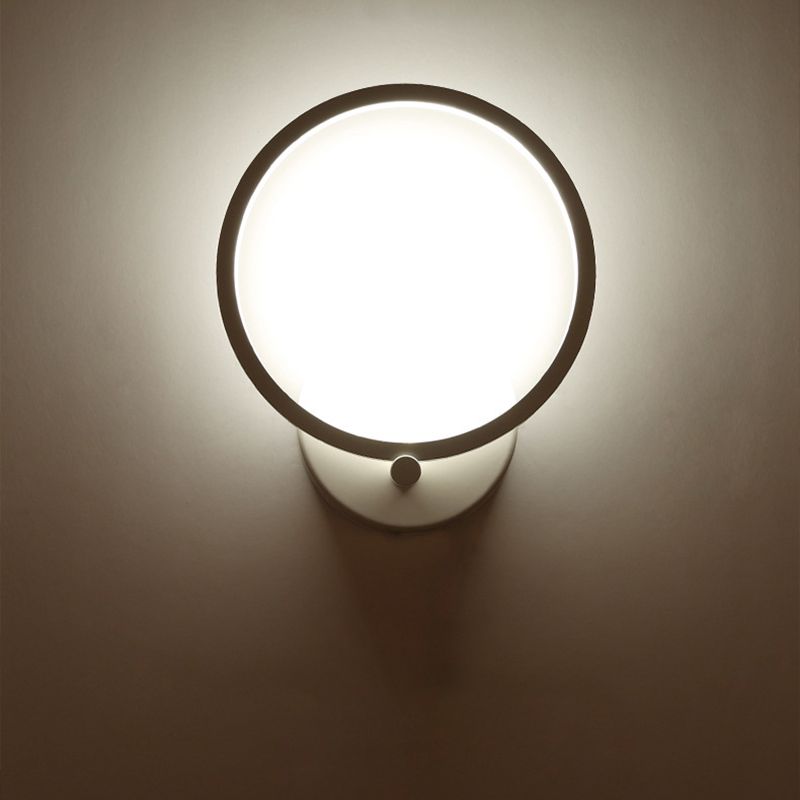 White Circle LED Sconce Light Fixture Minimalist Acrylic Wall Mount Lighting in Warm/White Light for Corridor, 8"/10" W