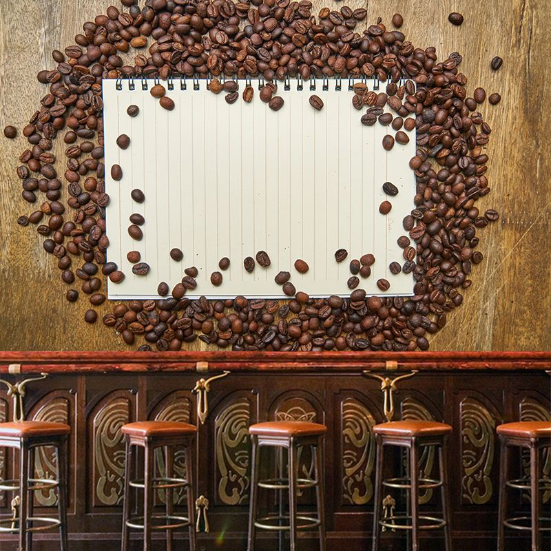 Contemporary Coffee Beans Mural Wallpaper for Shop Interior Decoration
