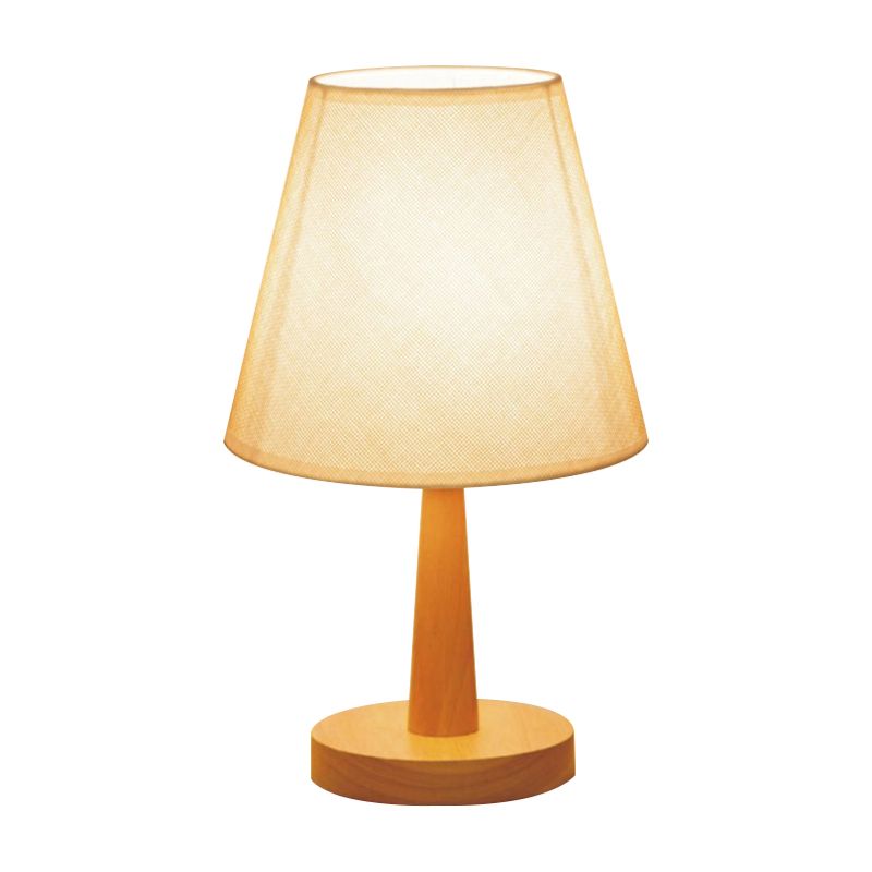 1 Glühbirnenschlafzimmer Nachtlicht modernistischer beige Nachttischlampe mit Fassstoffschatten