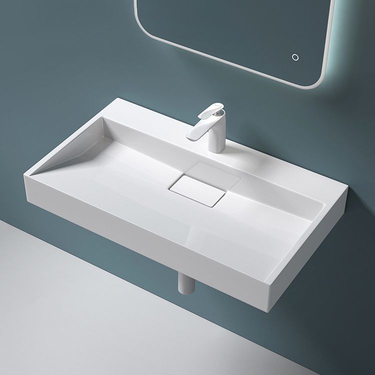 Modern Vessel Bathroom Sink Rectangular Single Faucet Hole Wash Stand(not Included Faucet)