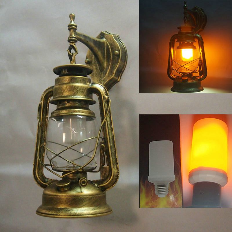 1 Light Wall Mount Lamp Industrial Style Clear Glass Kerosene Metal Wall Lighting Ideas