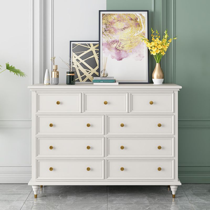 Glam Solid Wood Chest Home Storage Chest in White with Drawers