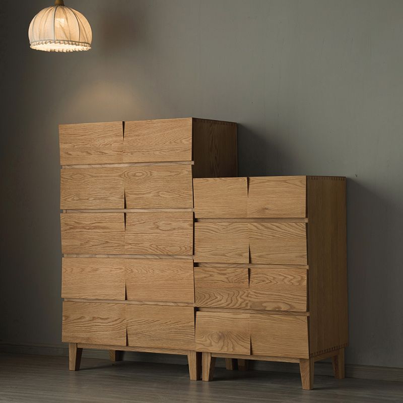 Modern Natural Cabinet with Drawers Solid Wood 16.9" D Chest