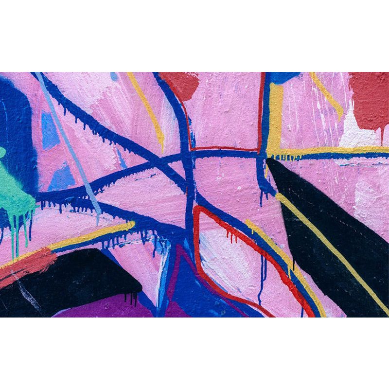 Pastel Color Graffiti Mural Wallpaper Modern Stain-Proof Wall Covering for Parlour