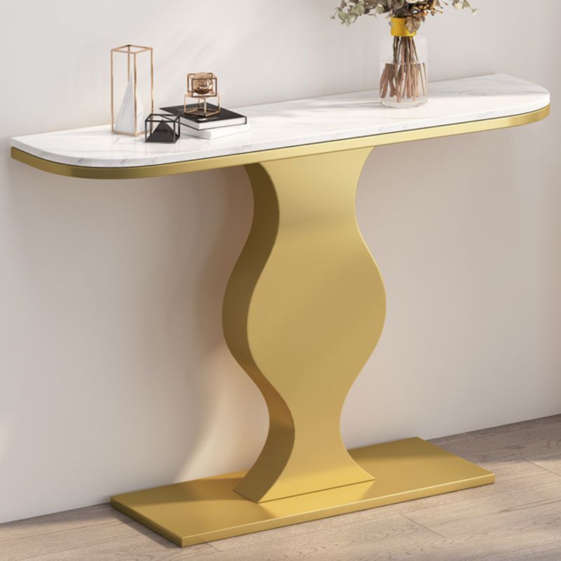12 Inch Wide Glam Accent Table Half Moon Metal Console Table