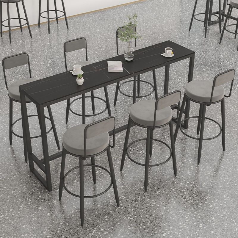 Round Upholstered Dining Stools Armless Bar Stools with Footrest