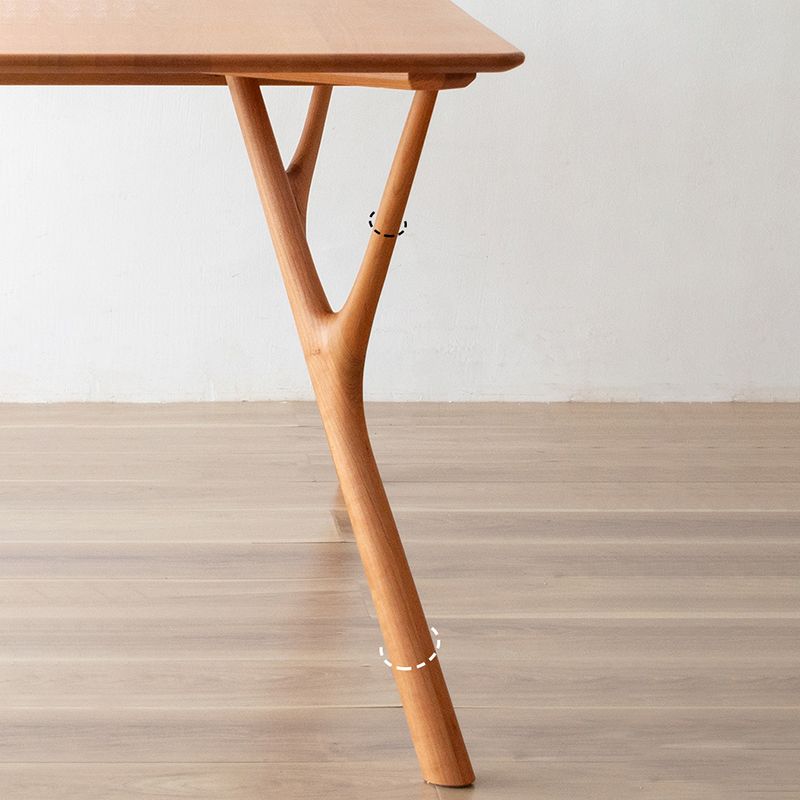 Mesa de comedor rectangular contemporánea, mesa de madera maciza con 4 patas para la cena de la cocina casera