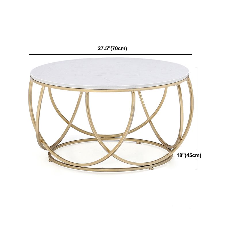 Contemporary Coffee Table Round Metal Frame Base Cocktail Table