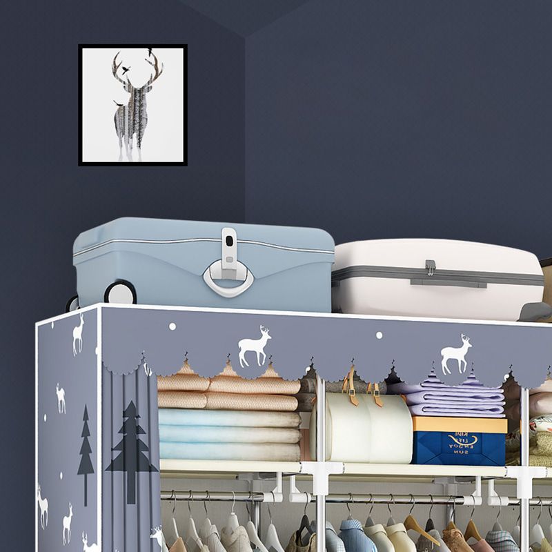 Steel Frame Wardrobe Cabinet Modern Style Wardrobe Armoire with Drawer