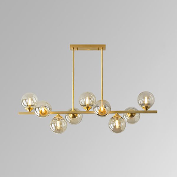 Zeitgenössische Anhänger Lichter Sphere Glass Island Beleuchtungsideen in Gold