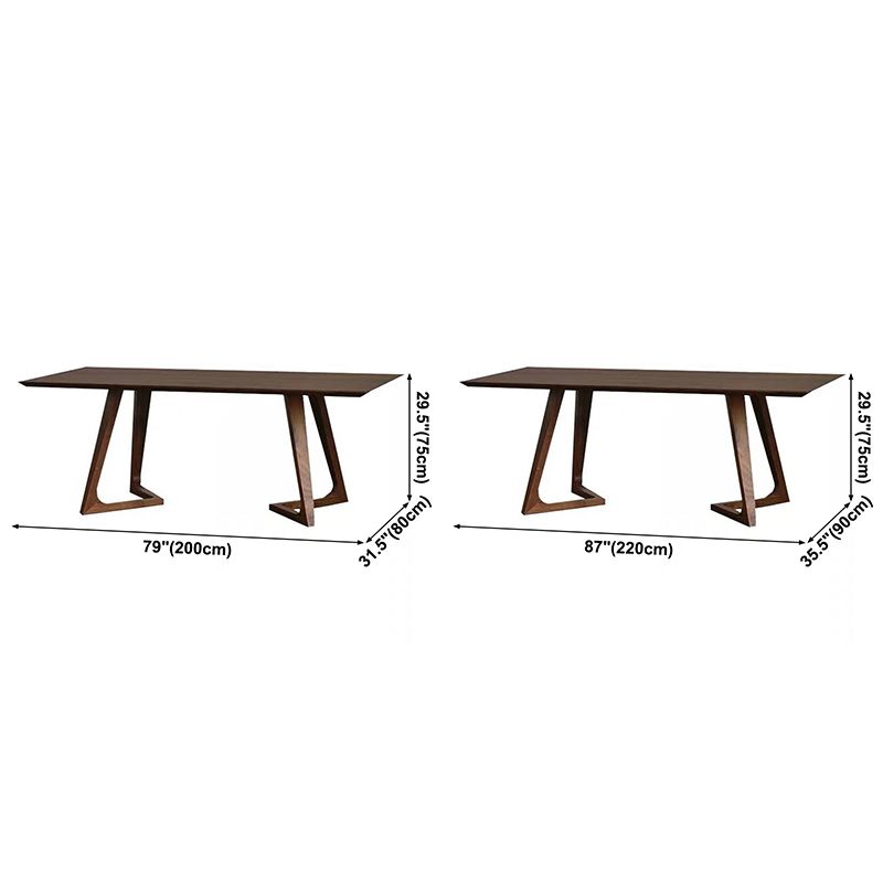 Eigentijdse rechthoek eettafel dennen vaste houten tafel met dubbel voetstuk voor eetkamer