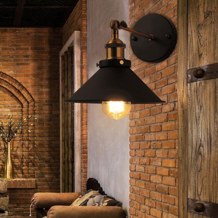 Industrial Style Wall Sconce Metal 1 Light Sconces for Living Room