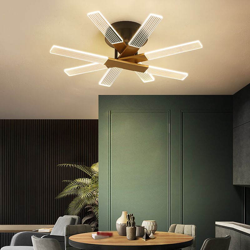Metal Round Shade Flush Ceiling Light Modern Multi Lights Flush Mount Fixture in Brass