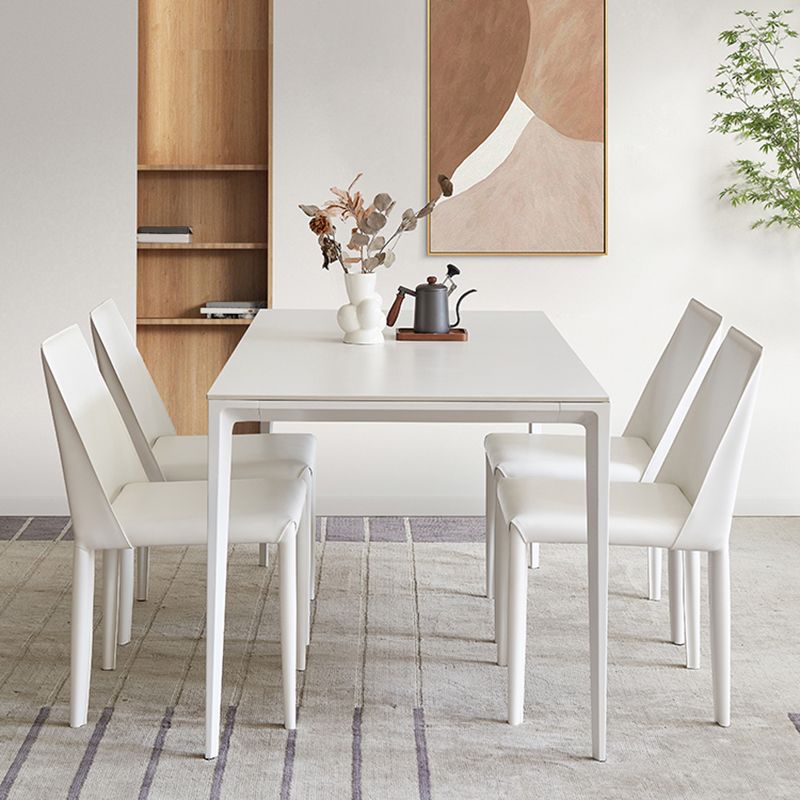White Stone Dinette Table Set with Metal Frame 1/2/5 Pieces Modern Dining Set