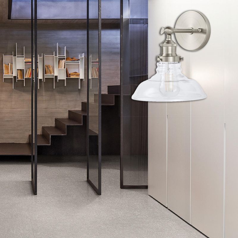 Clear Glass Chrom/Nickel-Leuchte Lichtstall 1-Licht Industriewandlampenlampe für die Küche