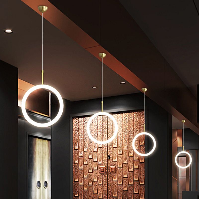Circular Chandelier Lamp Nordic Acrylic 1/3 Lights Gold Hanging Light Kit for Restaurant