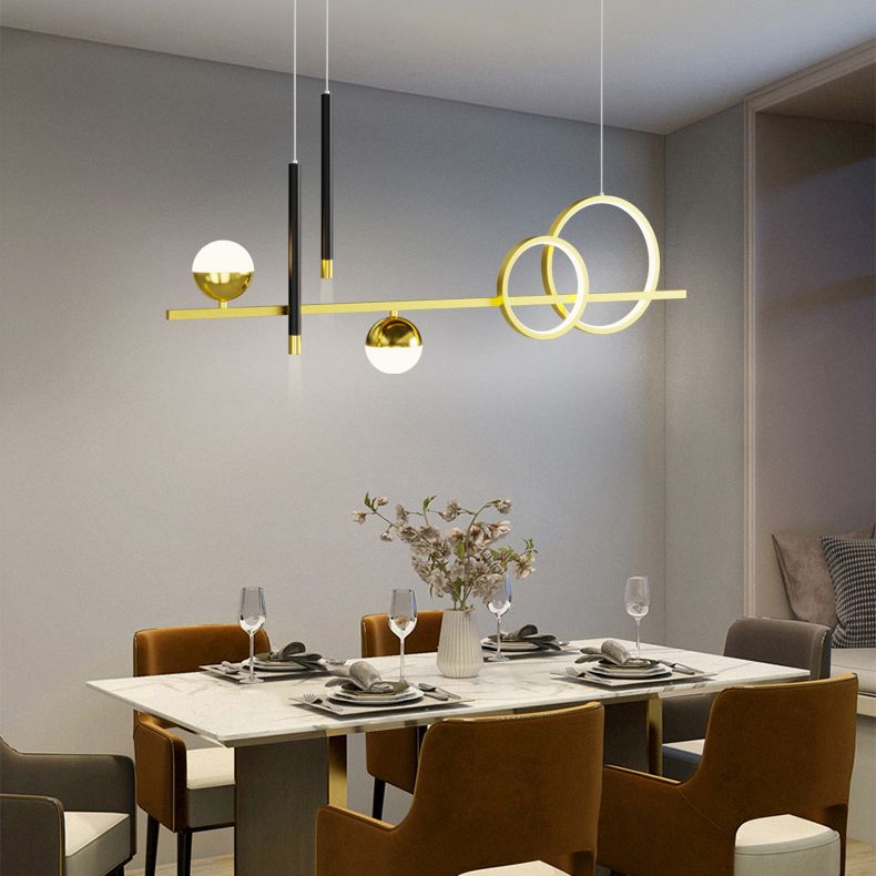 Luce a sospensione lineare dell'isola lineare in alluminio in moderna luce del soffitto in ferro battuto in stile nordico con ombra acrilica