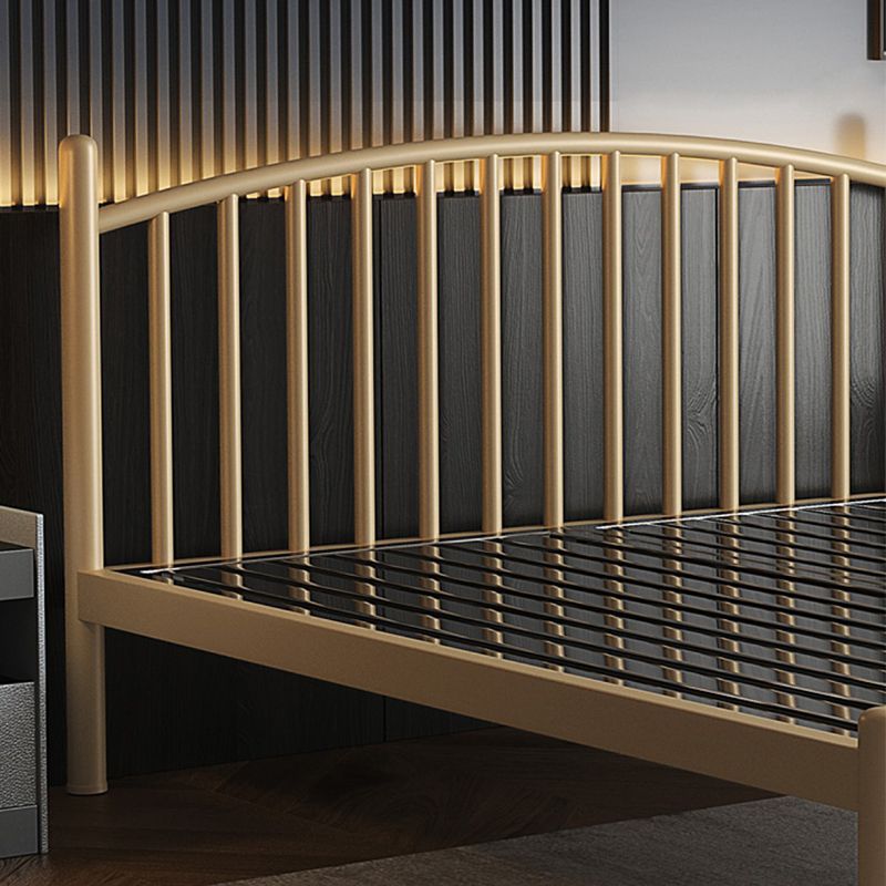 Luxurious Metal Platform Bed Frame Tall Slat Bed with Headboard