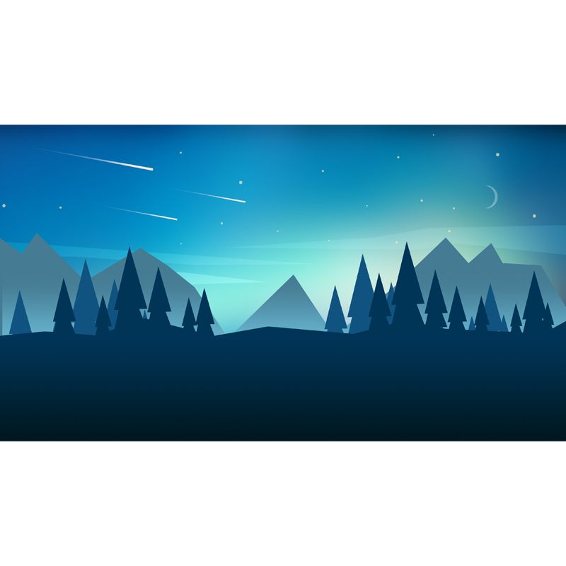 Night Meteor Pipe Forest Murals Nordic Style Non-Woven Material Wall Decor in Blue