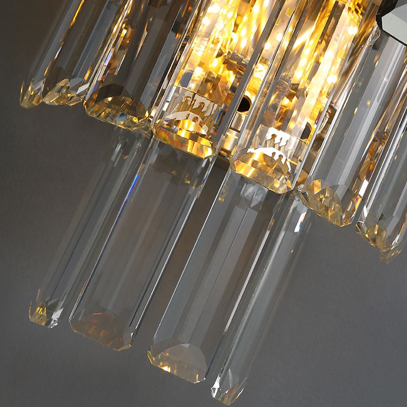 Modern Style Three-Tiered Wall Light Crystal 3 Light Sconces for Bedroom