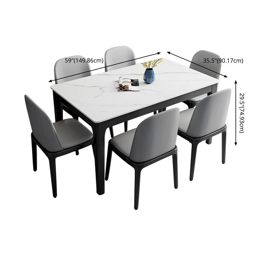 Contemporary Dining Set with Sintered Stone Dining Table and Cushion Chairs