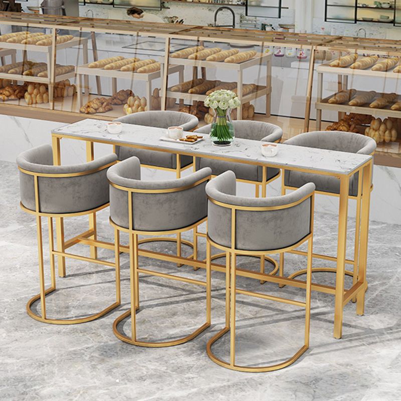 Glam Reposabrazos Respaldo Taburete De Bar Hierro Leche Tienda De Té Taburete De Bar con Cojín Y Pedal