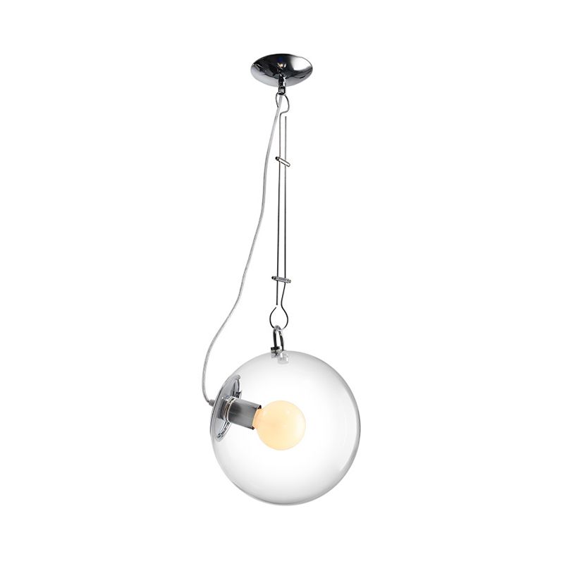 1-licht bedplafond hanger minimalistisch chroom hangend licht met bolhuidige glazen schaduw