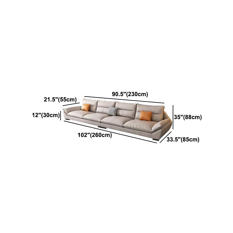 Faux Leather Modern Flared Arm Sofa Standard Sofa for Living Room, Apartment