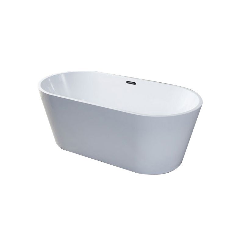 White Oval Bath Tub for Bathroom Soaking Stand Alone Tub with Drain
