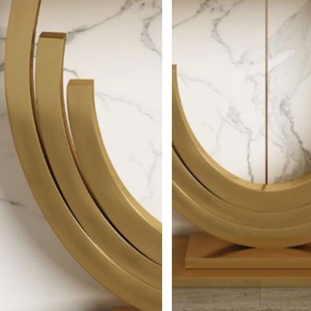 Glam Marble Console Table Half Moon Stainless Steel Accent Table for Hall