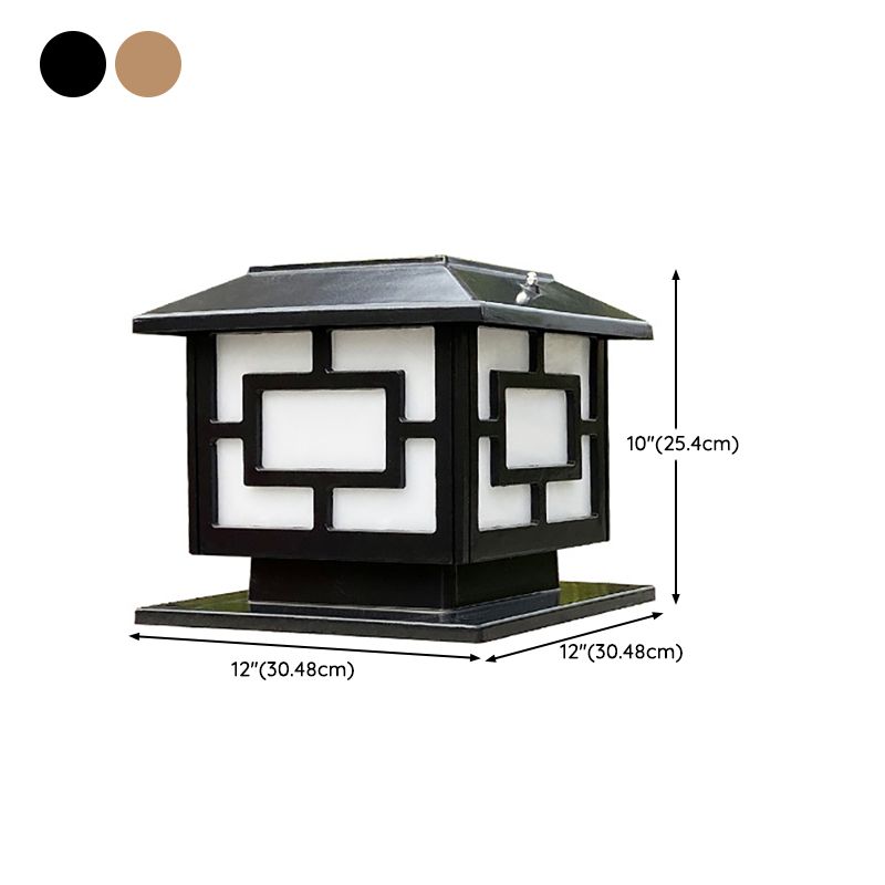 Contemporary Pillar Lamp Minimalist Solar Lamp with Acrylic Shade for Backyard
