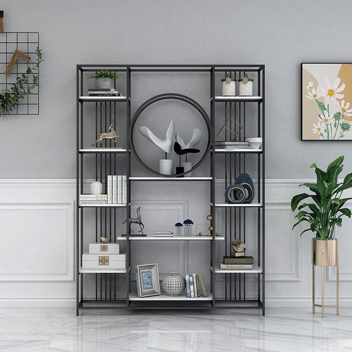 Iron Frame Etagere Bookshelf Vertical Manufactured Wood Shelf Bookcase for Office