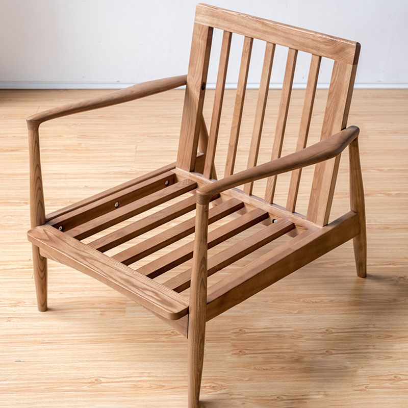 Tufted Cushions Chair Faux Leather Square Arm Chair with Brone 4 Legs
